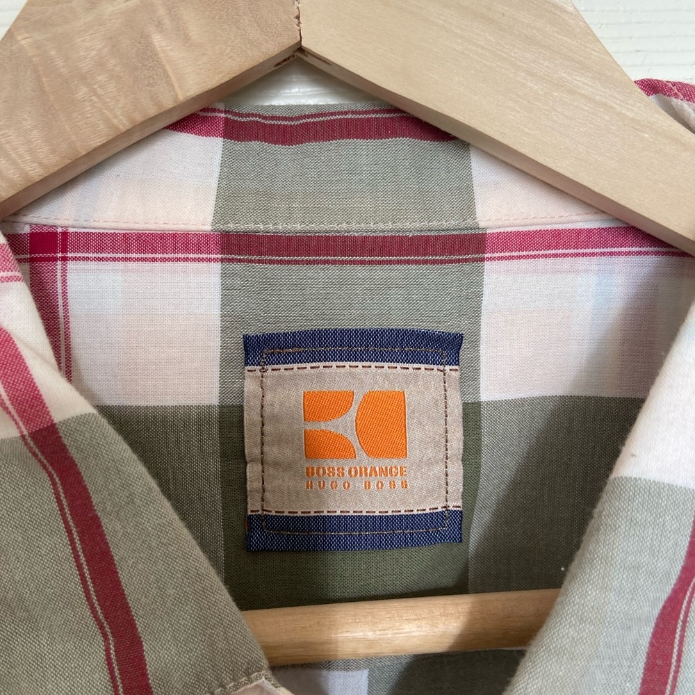 Hugo Boss Orange Label Plaid Button Down Short Sleeve Shirt XL - Picture 4 of 11